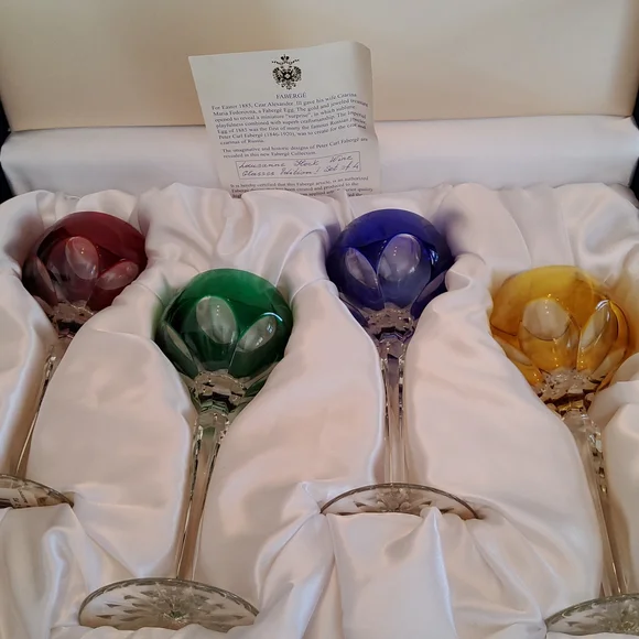 FABERGE LAUSANNE HOCK WINE GLASSES EDITION #1 SET OF 4.. - Picture 2 of 9
